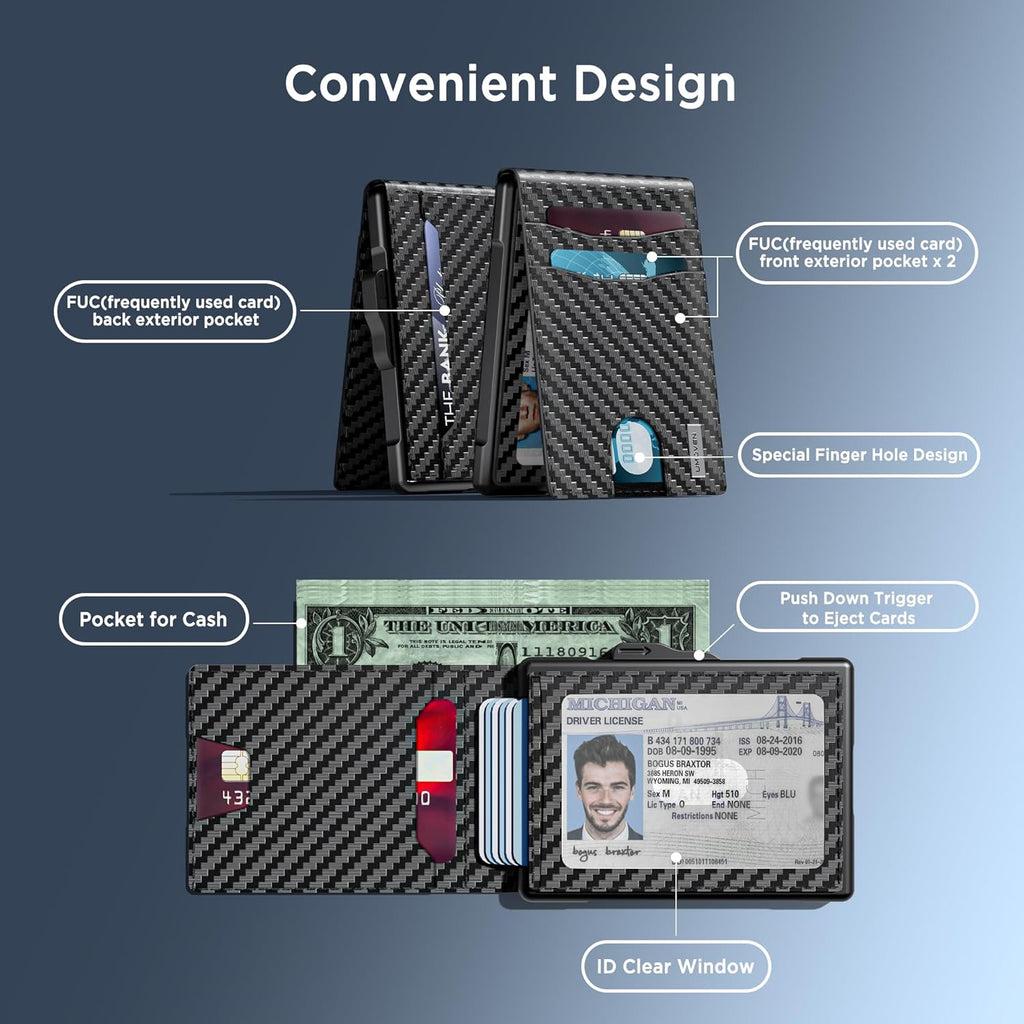 Pop-Up Wallet for Men – RFID Blocking Slim Aluminum Card Holder with Cash Slot