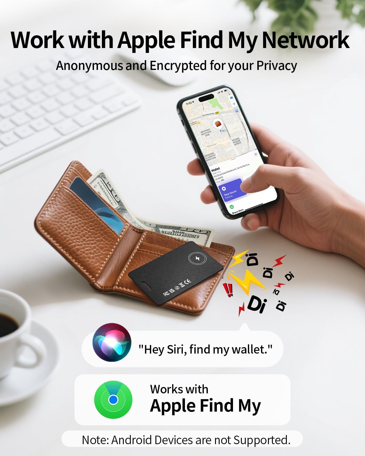 Smart Wallet Tracker Card (iOS Only)