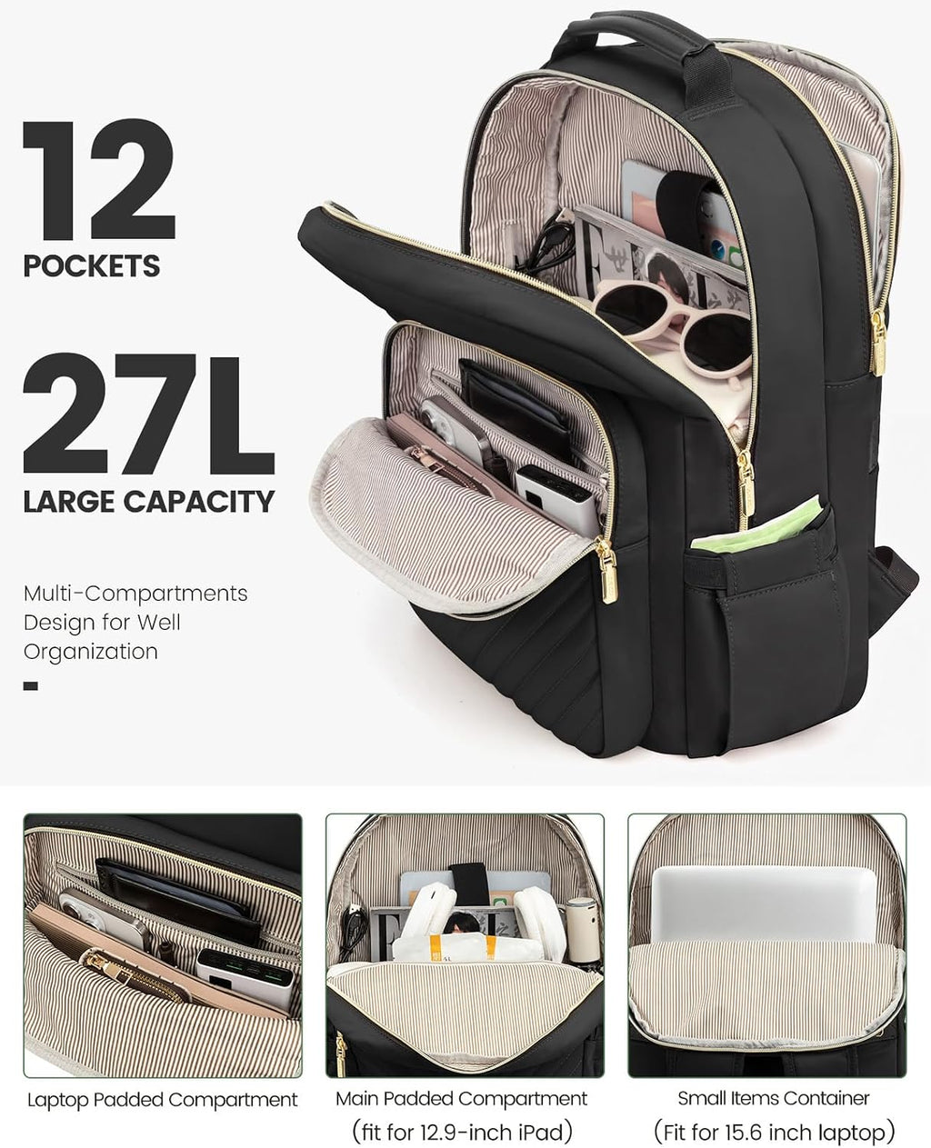Women’s Laptop Backpack Purse with USB Port – Travel & Work Bag